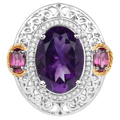Anello con ametista e granato rodolite da 5,52 carati, argento sterling