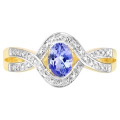 Anello con tanzanite da 0.74 carati, argento placcato in oro