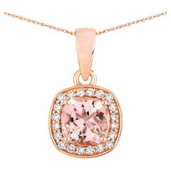 Morganit-Anhänger mit Diamanten, 0,82 Karat, 14-karätiges Roségold
