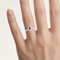 Mozambique Ruby Ring With Diamonds 0.3 Carats 14K White Gold