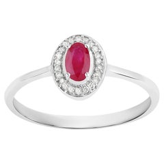 Mozambique Ruby Ring With Diamonds 0.3 Carats 14K White Gold