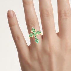 Zambian Emerald Cross Ring 1.32 Carats Gold Plated Silver