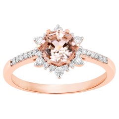 Morganit-Ring mit Diamanten, 1,07 Karat, 14-karätiges Roségold
