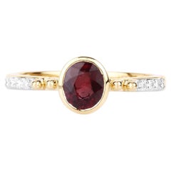 Ruby Ring With Diamonds 0.96 Carats 14K Yellow Gold