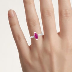 Ruby Ring With Diamonds 1.49 Carats 14K White Gold
