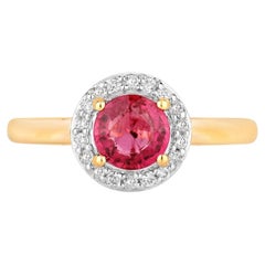 Ruby Ring With Diamonds 1.08 Carats 14K Yellow Gold