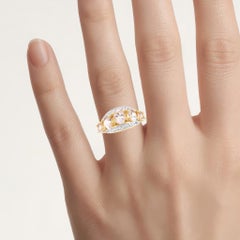 Morganite Ring With White Topaz 1.9 Carats Gold Plated Silver