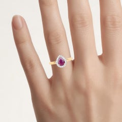 Ruby Ring With Diamonds 0.98 Carats 14K Yellow Gold
