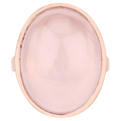 Rose Quartz Ring 15.5 Carats Gold Plated Silver