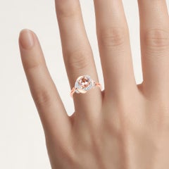 Morganite Flower Ring With Diamonds 0.78 Carats 14K Rose Gold