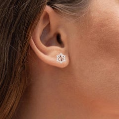 Morganite Stud Earrings With Diamonds 1.3 Carats 14K Rose Gold
