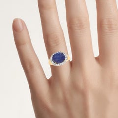 Tanzanite Ring With White Topaz 7.66 Carats Gold Plated Silver