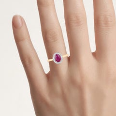 Ruby Ring With Diamonds 1.02 Carats 14K Yellow Gold
