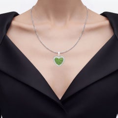 Chrome Diopside Heart Pendant 4.56 Carats Sterling Silver