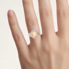 Ethiopian Opal Ring With Tanzanite 1.7 Carats Gold Plated Silver