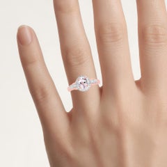 Bague en morganite avec topaze blanche de 0.7 carats, en argent plaqué or