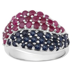 Ruby Ring With Blue Sapphire 2.12 Carats Sterling Silver