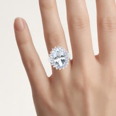 Aquamarine Ring With Tanzanite and White Topaz 5.24 Carats Sterling Silver