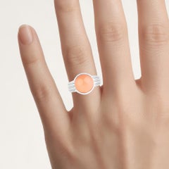 Peach Moonstone Ring 5.98 Carats Sterling Silver