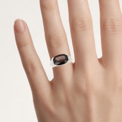 Anello in quarzo fumé con topazio bianco, 6.62 carati, argento placcato in oro
