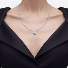 Blue Sapphire Butterfly Necklace With White Zircon 0.5 Carats Sterling Silver