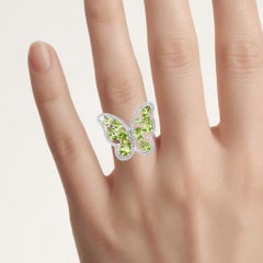Peridot Butterfly Ring 4.5 Carats Sterling Silver