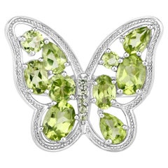 Peridot Butterfly Ring 4.5 Carats Sterling Silver