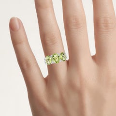 Peridot Ring With White Topaz 4.08 Carats Sterling Silver