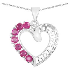 Rubin-Herz-Anhänger, 0,9 Karat, Sterlingsilber