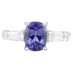 Tanzanite Ring With White Topaz 1.96 Carats Sterling Silver