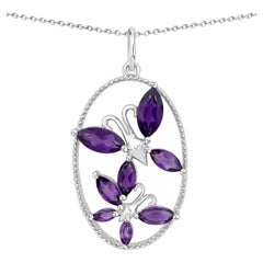 Amethyst Butterfly Pendant 2.06 Carats Sterling Silver