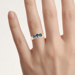 Blauer Diamantring, 1 Karat, 14-karätiges Gelbgold