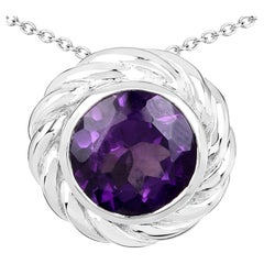 Amethyst Pendant 3.28 Carats Sterling Silver