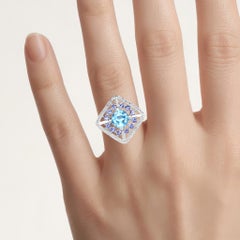 Blue Topaz Ring With Tanzanite 4.2 Carats Sterling Silver