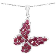 Ruby Butterfly Pendant 4.68 Carats Sterling Silver