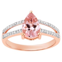 Morganit-Ring mit Diamanten, 1,34 Karat, 14-karätiges Roségold