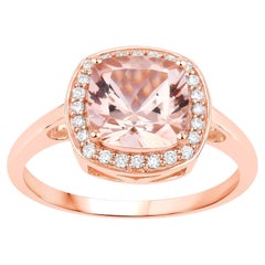 Morganit-Ring mit Diamanten, 2,12 Karat, 14-karätiges Roségold