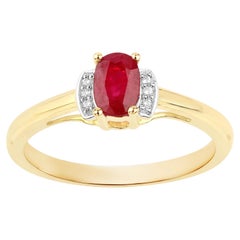 Ruby Ring With White Topaz 0.52 Carats Gold Plated Silver