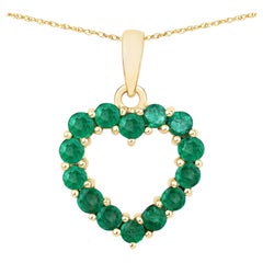 Zambian Emerald Heart Pendant 0.46 Carats 10K Yellow Gold