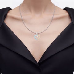 Swiss Blue Topaz Heart Pendant 0.82 Carats Sterling Silver