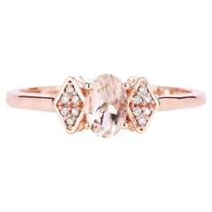 Morganit-Ring mit Diamanten, 0,44 Karat, 14 Karat Roségold