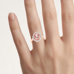 Morganit-Ring mit Diamanten, 1,58 Karat, 14-karätiges Roségold