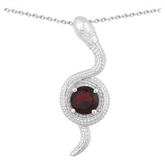 Garnet Snake Pendant 0.98 Carats Sterling Silver