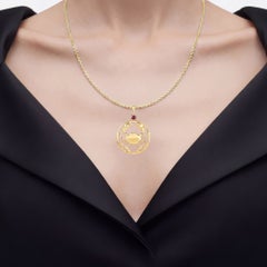 Colgante de rubí con el signo de Cáncer, 0,32 quilates, plata chapada en oro