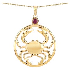 Colgante de rubí con el signo de Cáncer, 0,32 quilates, plata chapada en oro