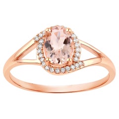Morganit-Ring mit Diamanten, 0,74 Karat, 14 Karat Roségold