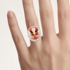Morganit-Ring mit Diamanten, 12,3 Karat, 14-karätiges Roségold