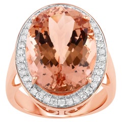 Morganit-Ring mit Diamanten, 12,3 Karat, 14-karätiges Roségold