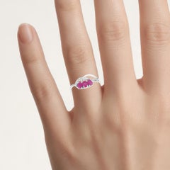 Ruby Knot Ring With Diamonds 0.68 Carats 14K White Gold