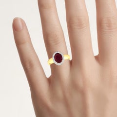 Ruby Ring With Diamonds 2.48 Carats 14K Yellow Gold